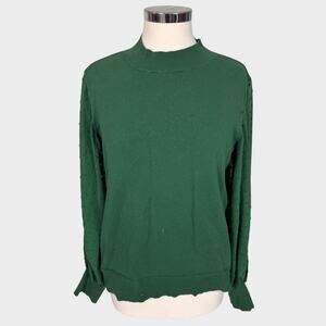 Vince Camuto Large Kelly Green Mock Neck Pullover Sweater Cotton Nylon